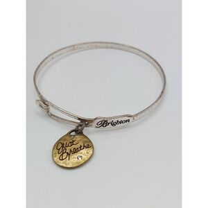 Brighton 'Just Breathe' Two Tone Charm Bangle Bracelet Heart Silver Gold Tone